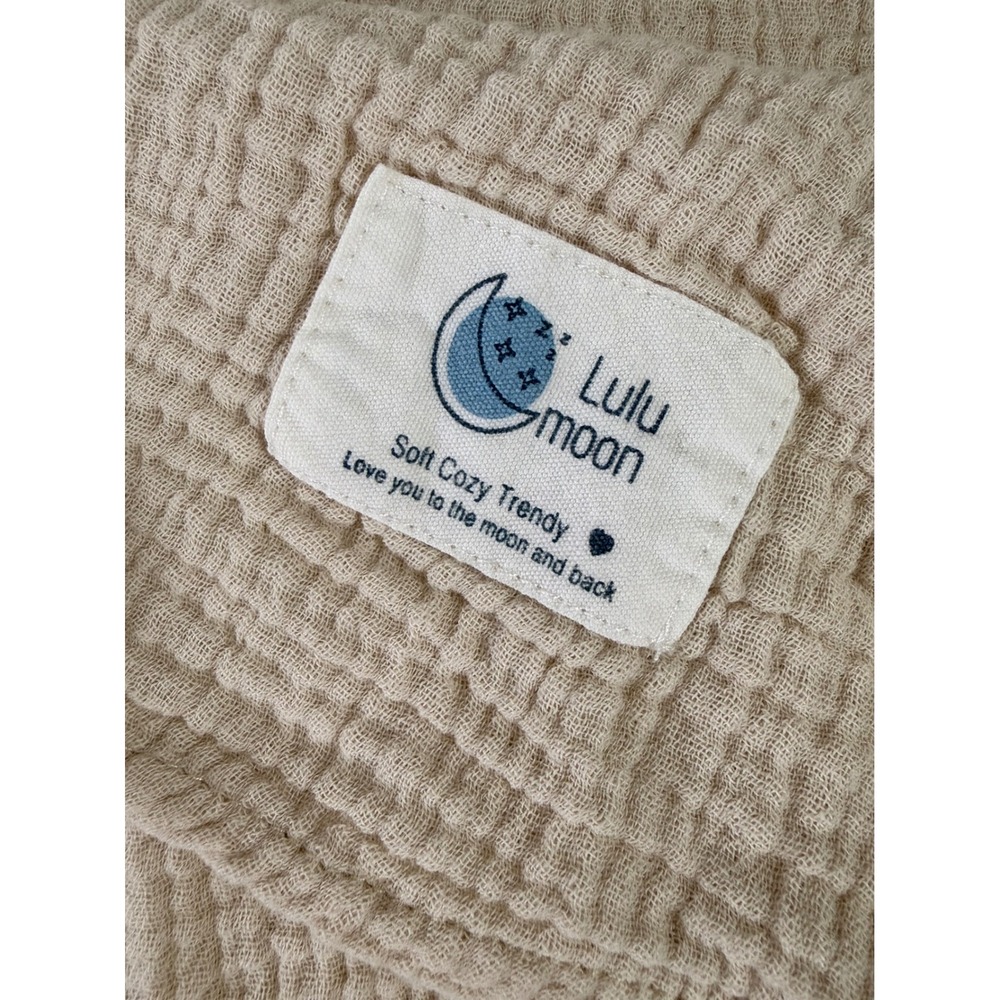 Lulu Moon Beige 100% Cotton Muslin Baby Blanket Swaddle 37x39 Oatmeal Neutral